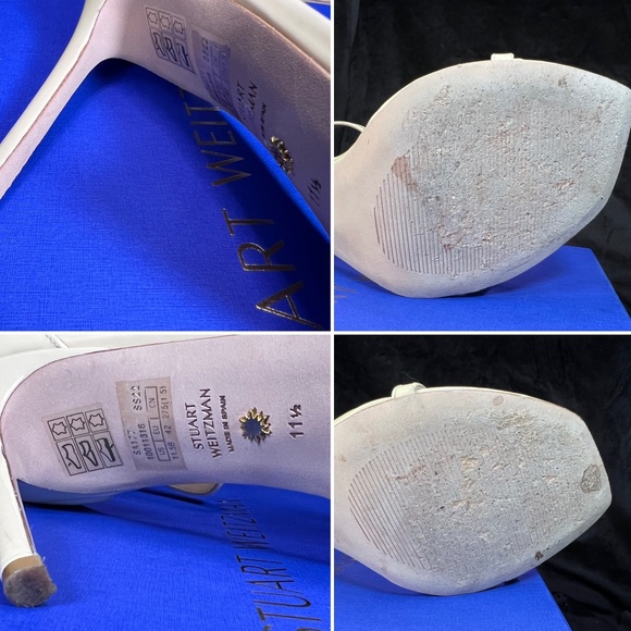 Stuart Weitzman SIZE 11.5 Nudist Curve 100 Sandal leather Vanilla Ankle-Strap - Picture 16 of 16